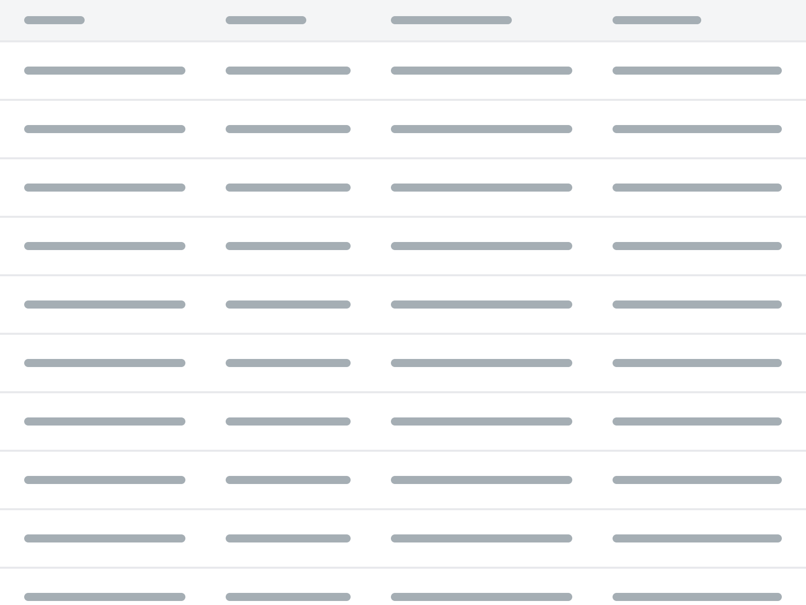 A table with visible labels in each column header.