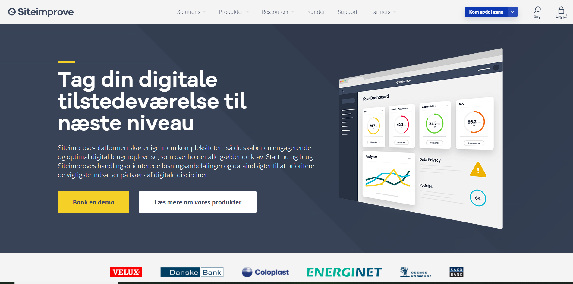 Screenshot of Siteimprove website in Danish 2020/09/25