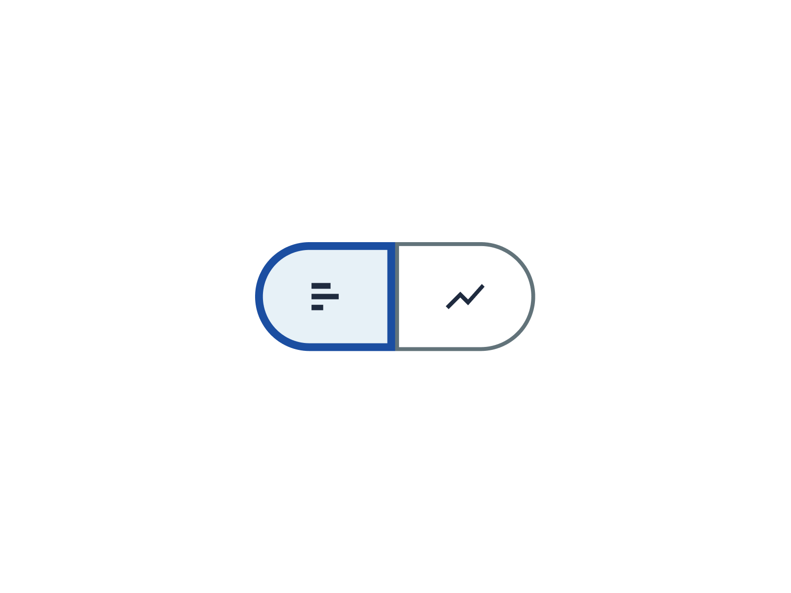 A toggle group consisting of two unlabelled buttons. One has a bar chart icon, the other has a line chart icon.