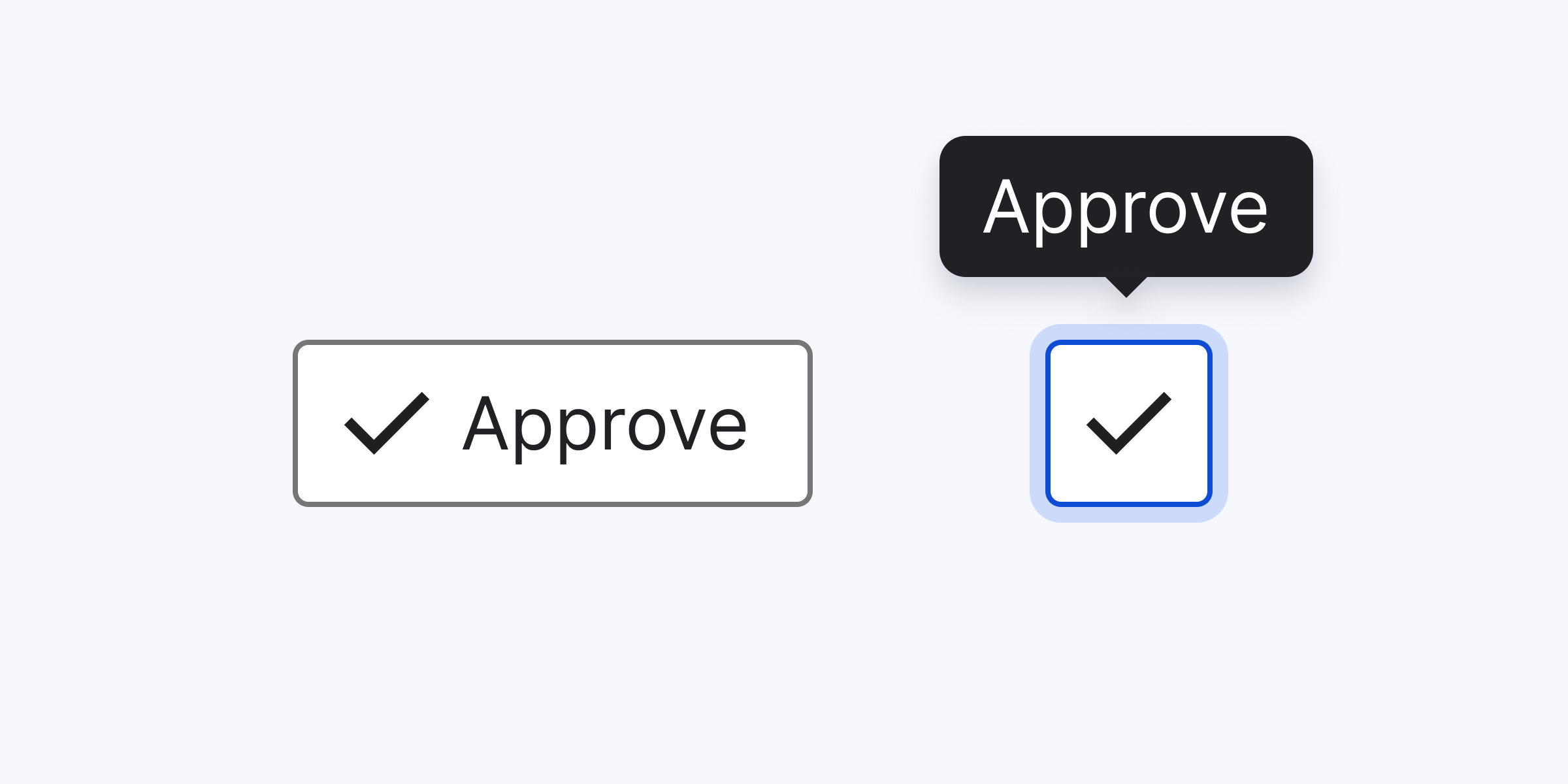 An icon used in a button with the clear text label 'Approve