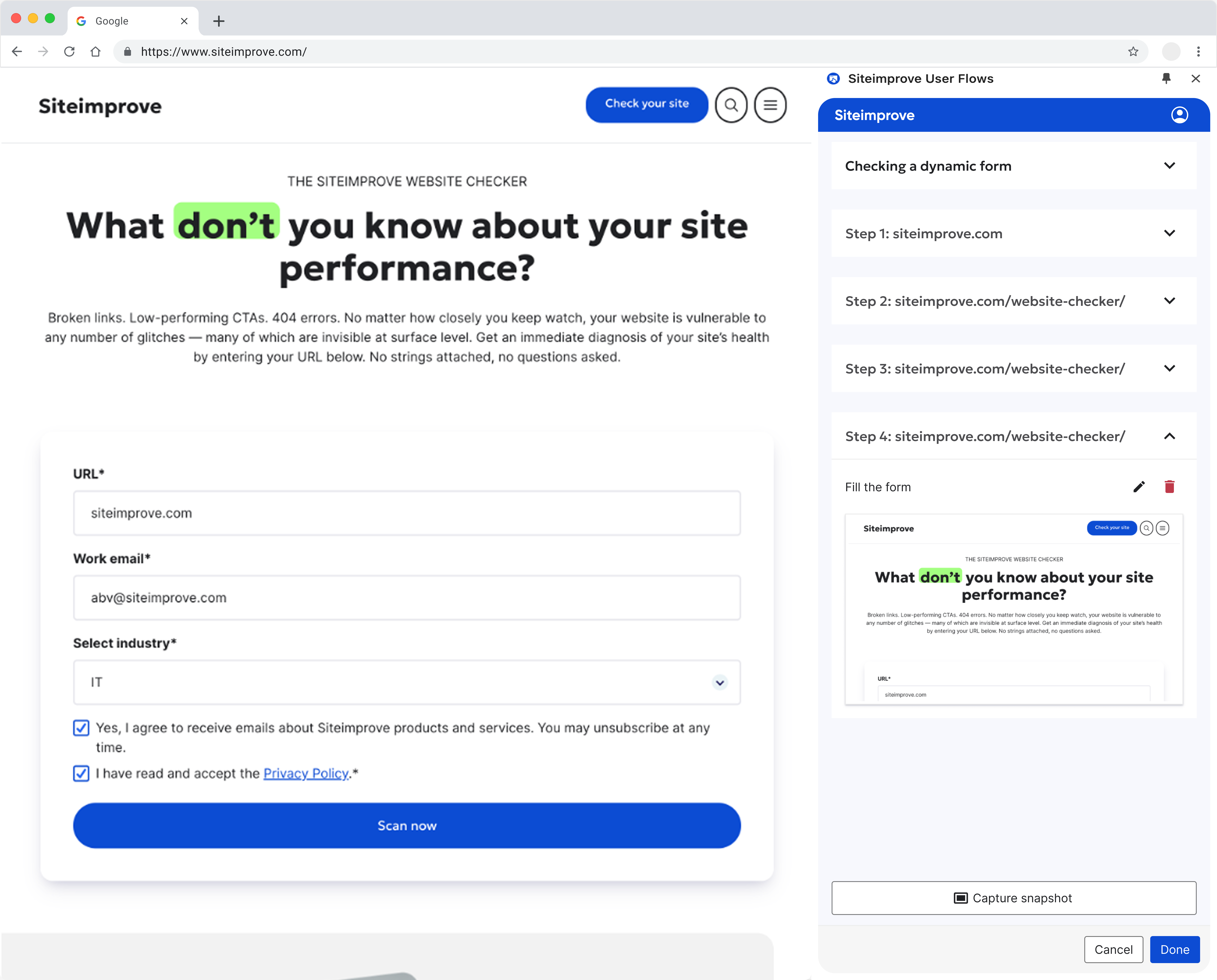 Mockup of Dynamic Content browser extension